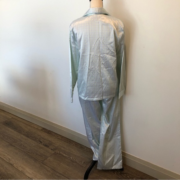 Blush cotton polyester polka dot satin feel pajama set  pants and top SZ M - Picture 4 of 7